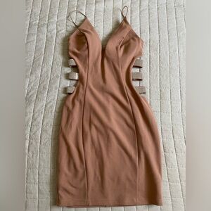 Windsor Brand - Tan Mini Dress with Side Cutouts, Women’s Size XS